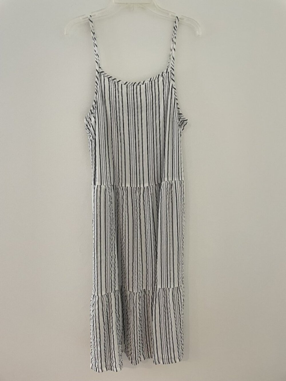 Michael Stars S Maxi dress grey/white stripe, spaghetti strap, Euro Summer